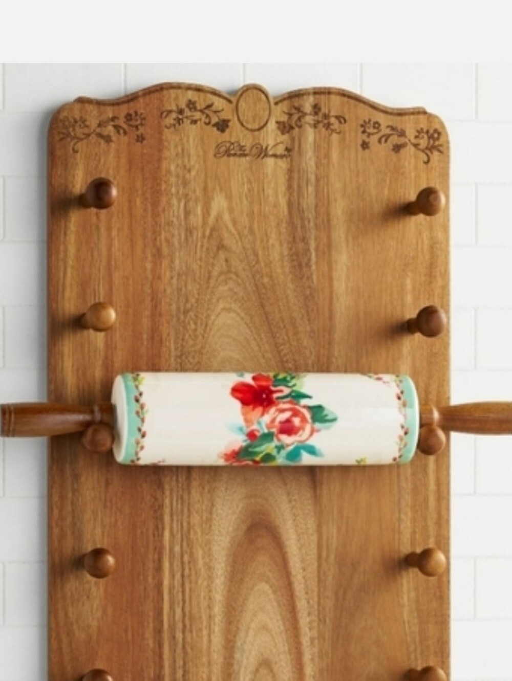 ❤️ New Pioneer Woman Painted Meadow  Floral Rolling Pin